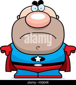 A cartoon illustration of a superhero looking angry. Stock Vector