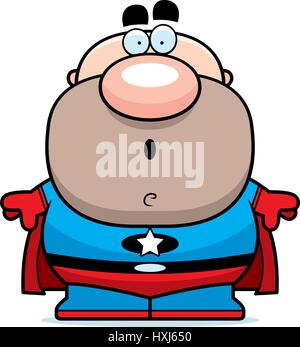 A cartoon illustration of a superhero looking surprised. Stock Vector