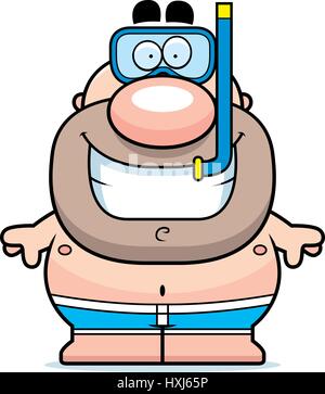 A cartoon illustration of a man with a snorkeling mask on Stock Vector ...