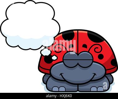 A cartoon illustration of a little ladybug dreaming. Stock Vector