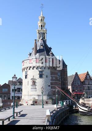 16th century Hoofdtoren ('Main Tower), last remnant of the defensive wall surrounding the old city centre of Hoorn, North Holland, Netherlands. Stock Photo