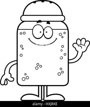 A cartoon illustration of a salt shaker waving. Stock Vector