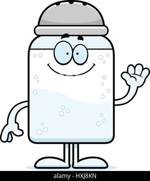 A cartoon illustration of a salt shaker waving. Stock Vector