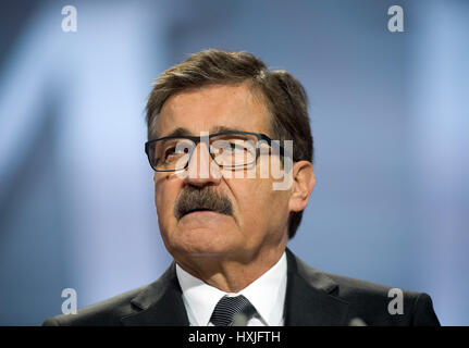 Berlin, Germany. 29th Mar, 2017. Manfred Bischoff, the chairman of the board of directors of DaimlerChrysler AG, at the Daimler general meeting in Berlin, Germany, 29 March 2017. Photo: Soeren Stache/dpa/Alamy Live News Stock Photo