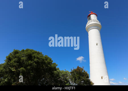 Split Point Lighthouse in Aireys Inlet, Great Ocean Road during a sunny day overlooking the Bass straits. Victoria, Australia Stock Photo