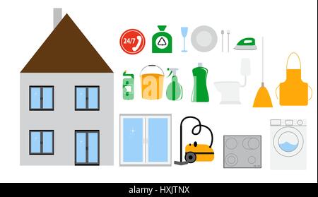 House cleaning tools stock illustration. Illustration of home - 73545184