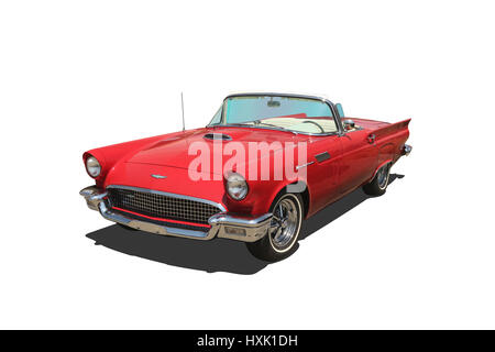 Auto- 1957 Thunderbird. Red Convertible. Stock Photo