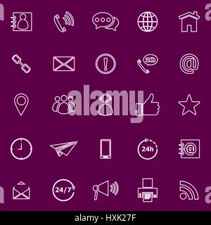 Contact us line color icons on purple background, stock vector Stock Vector