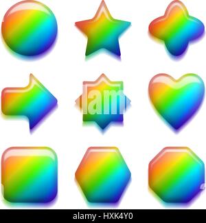 Rainbow glass buttons, set Stock Vector