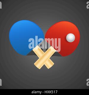 Table tennis rackets with ball vector illustration on dark background Stock Vector