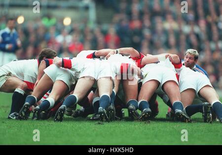 ENGLAND SCRUM ENGLAND V FRANCE FIVE NATIONS 03 March 1997 Stock Photo