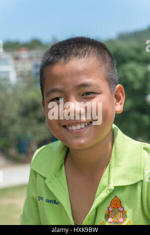 Smiling boy named Game in a primary school in Phuket, Thailand. 08-Mar-2017 Stock Photo