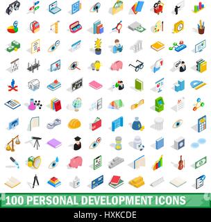 100 personal development icons set Stock Vector