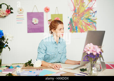 Graphic designer working on promising project Stock Photo