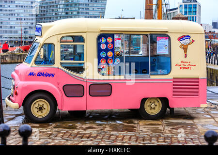 Mr Whippy Ice cream van at Albert Dock Liverpool Stock Photo