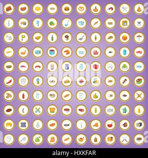 100 bakery and cooking icons set in cartoon style Stock Vector