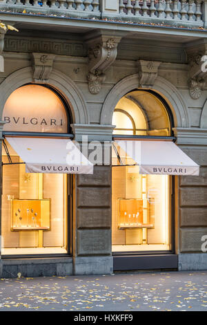 Zurich, Switzerland - 04 November, 2016:  Bvlgari store in Zurich, Switzerland. Stock Photo