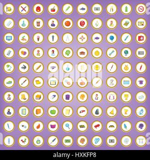 100 college and school icons set in cartoon style Stock Vector