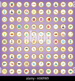 100 corporation icons set in cartoon style Stock Vector