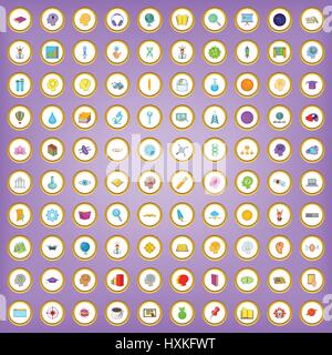 100 creative idea icons set in cartoon style Stock Vector