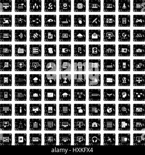 100 database and cloud icons set, grunge style Stock Vector