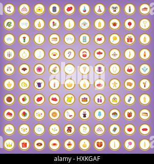100 holidays icons set in cartoon style Stock Vector