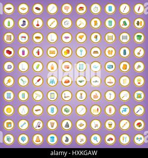 100 home repair icons set in cartoon style Stock Vector