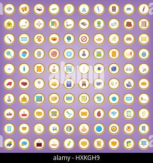 100 mail icons set in cartoon style Stock Vector