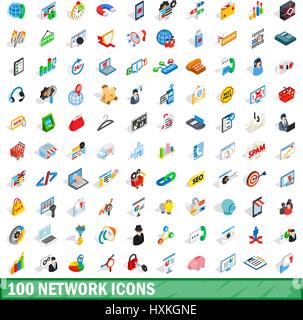 100 network icons set, isometric 3d style Stock Vector Image & Art - Alamy