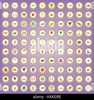 100 park icons set in cartoon style Stock Vector