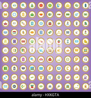 100 payment icons set in cartoon style Stock Vector