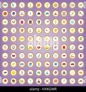 100 personal development icons set cartoon style Stock Vector
