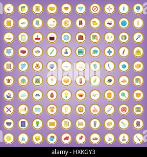 100 post and mail icons set in cartoon style Stock Vector