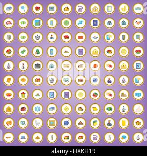 100 real estate icons set in cartoon style Stock Vector