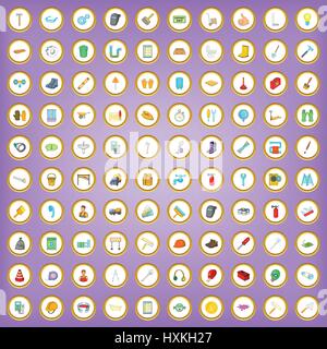 100 renovation icons set in cartoon style Stock Vector
