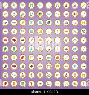 100 repairs icons set in cartoon style Stock Vector