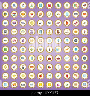 100 retail and sales icons set in cartoon style Stock Vector