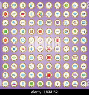 100 settings set in cartoon style Stock Vector