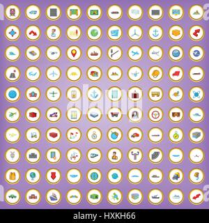 100 shipping icons set in cartoon style Stock Vector