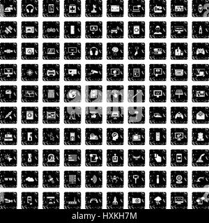 100 software icons set, grunge style Stock Vector