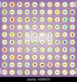 100 software icons set in cartoon style Stock Vector