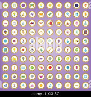 100 solution icons set in cartoon style Stock Vector