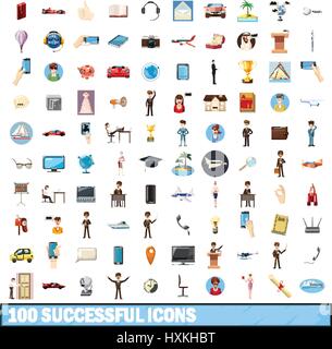 100 successful icons set, cartoon style Stock Vector Image & Art - Alamy