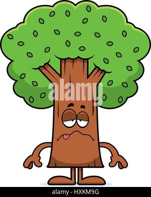 A cartoon illustration of a tree looking sick. Stock Vector