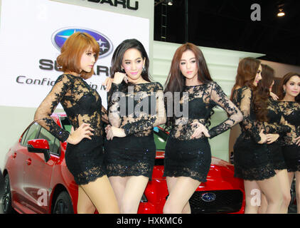 BANGKOK, THAILAND - MARCH 30, 2014: Unidentified female presenter pose in the 35th Bangkok International Motor Show on March 30, 2014 in Bangkok, Thai Stock Photo