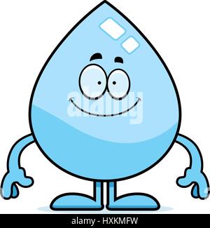 A cartoon illustration of a water drop looking happy. Stock Vector