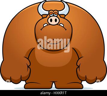 A cartoon illustration of a bull looking sad. Stock Vector