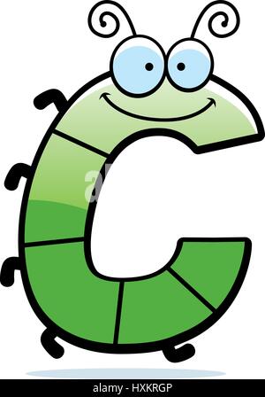 A cartoon illustration of the letter C with an insect theme. Stock Vector