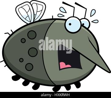 A cartoon illustration of a mosquito looking scared. Stock Vector