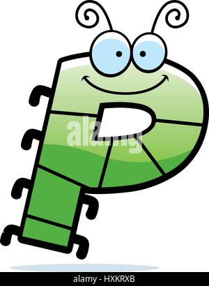 A cartoon illustration of the letter P with an insect theme. Stock Vector